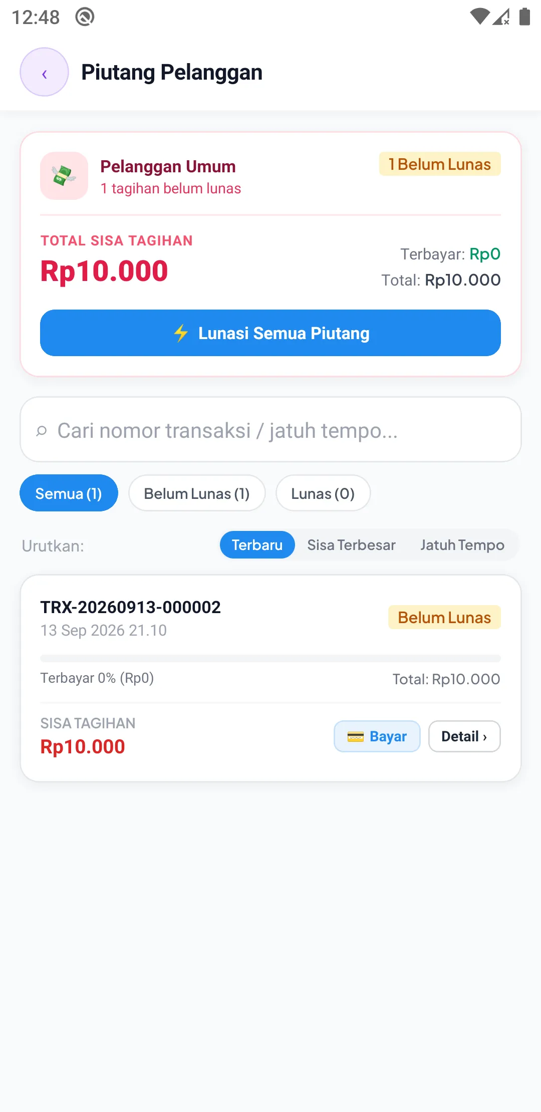 Hutang pelanggan HP