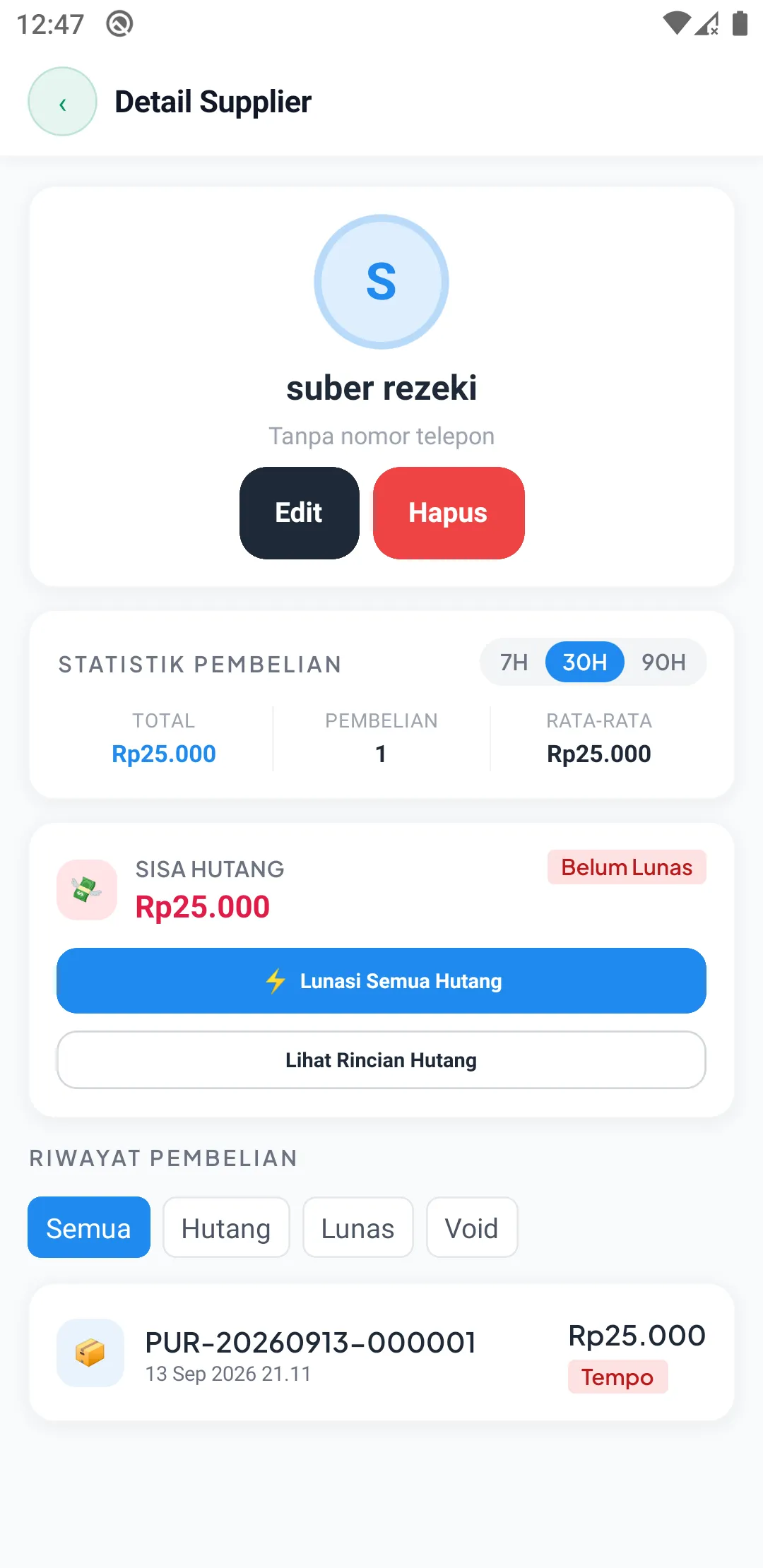 Detail supplier HP