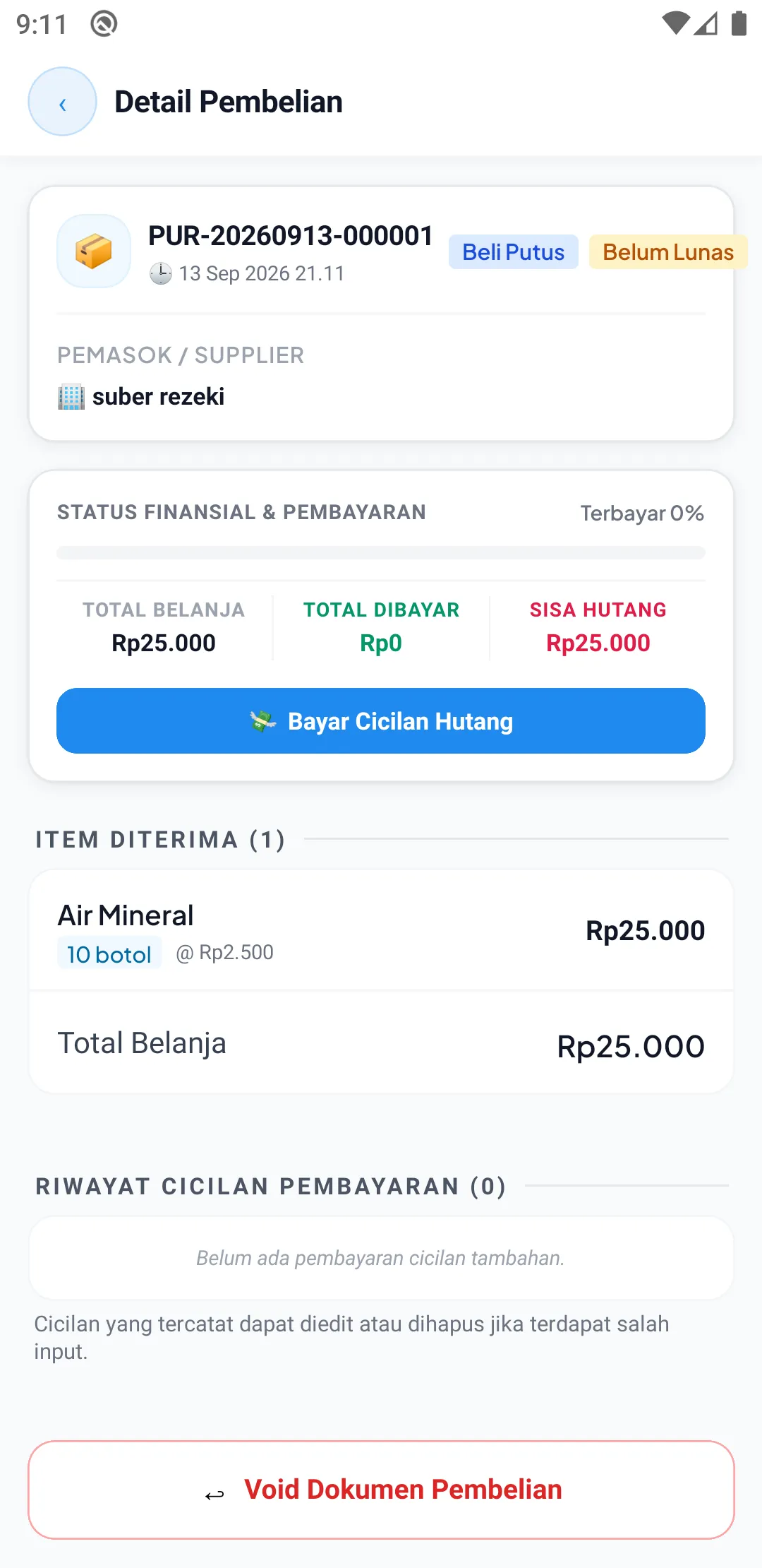 Detail pembelian HP