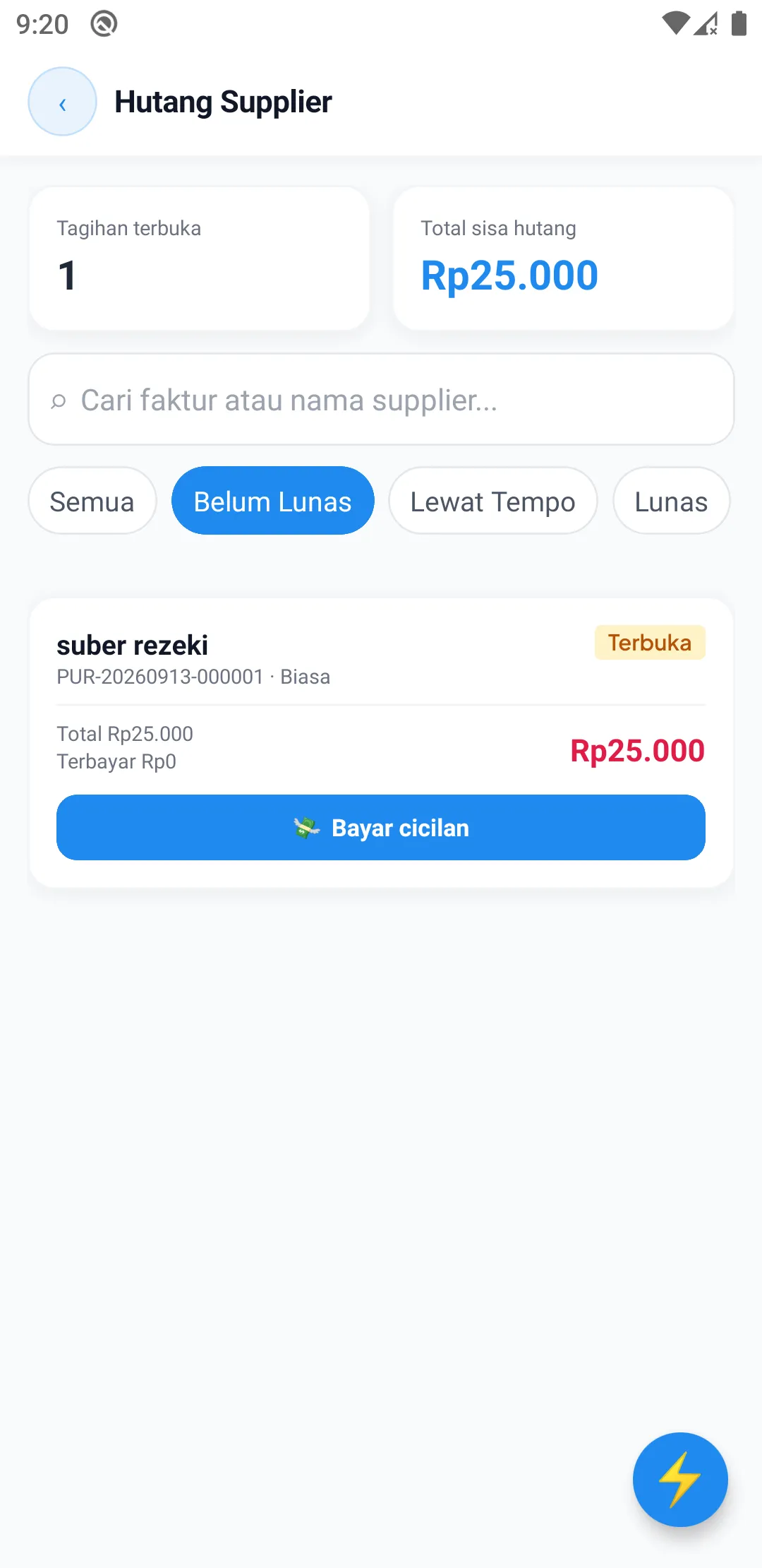Hutang supplier HP