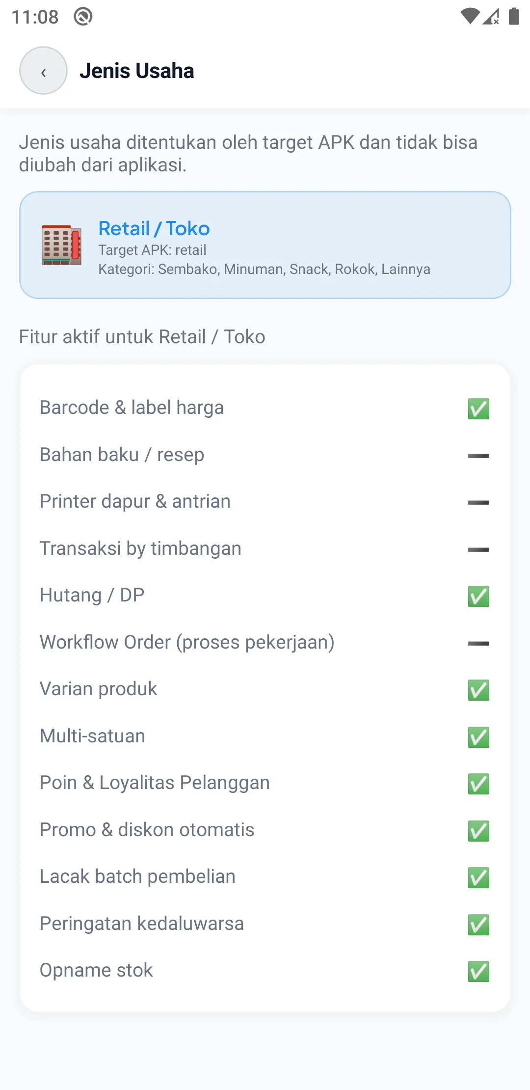 Jenis usaha HP